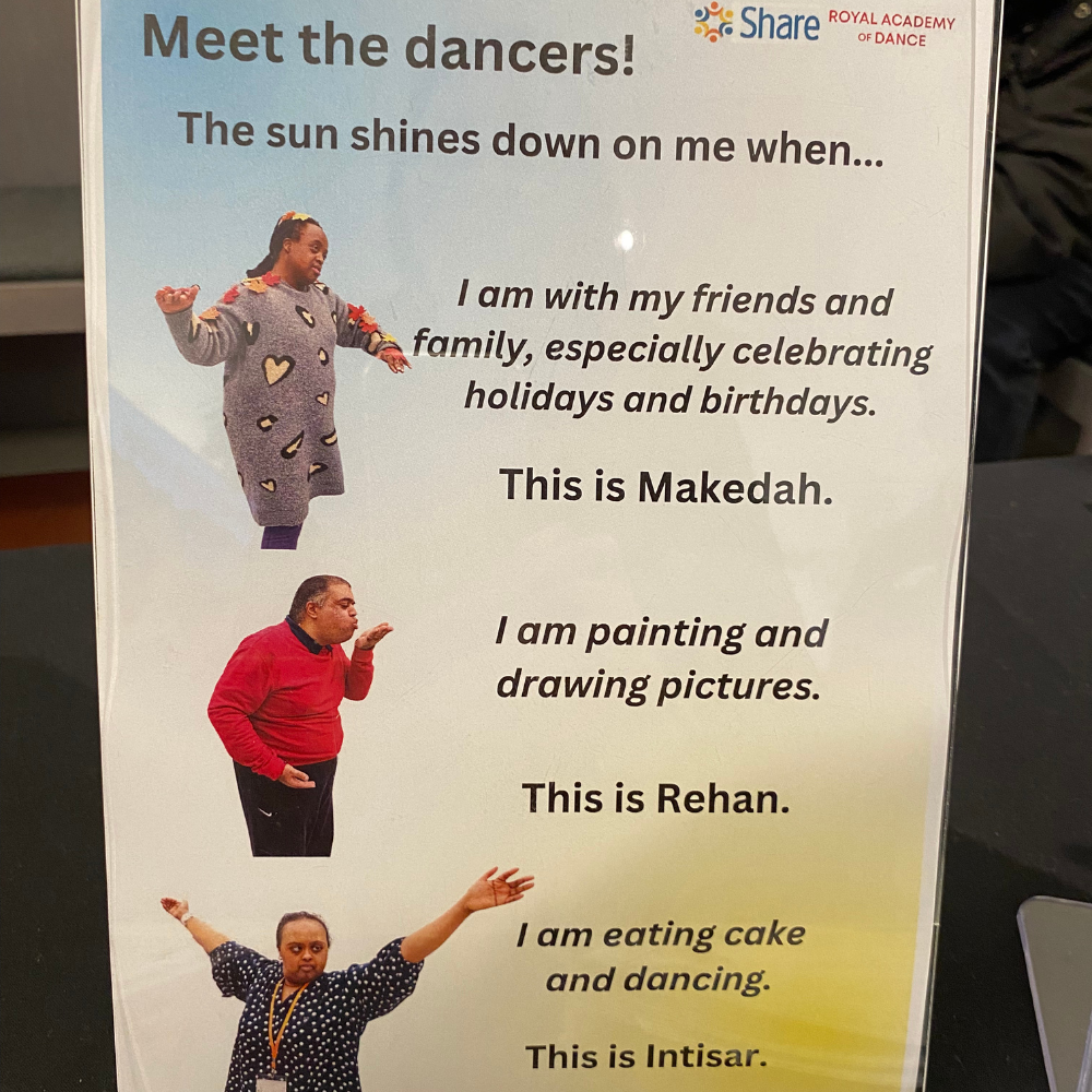 Leaflet showing profiles of each dancer