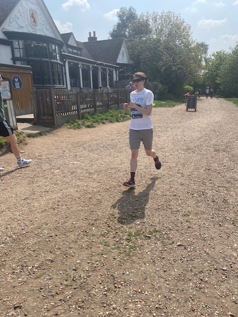 Georgia running in the marathon on Wimbledon Common