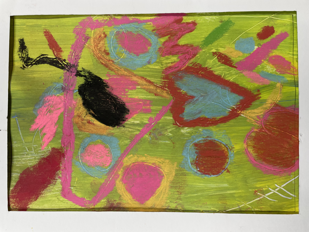 Close up of abstract colourful art