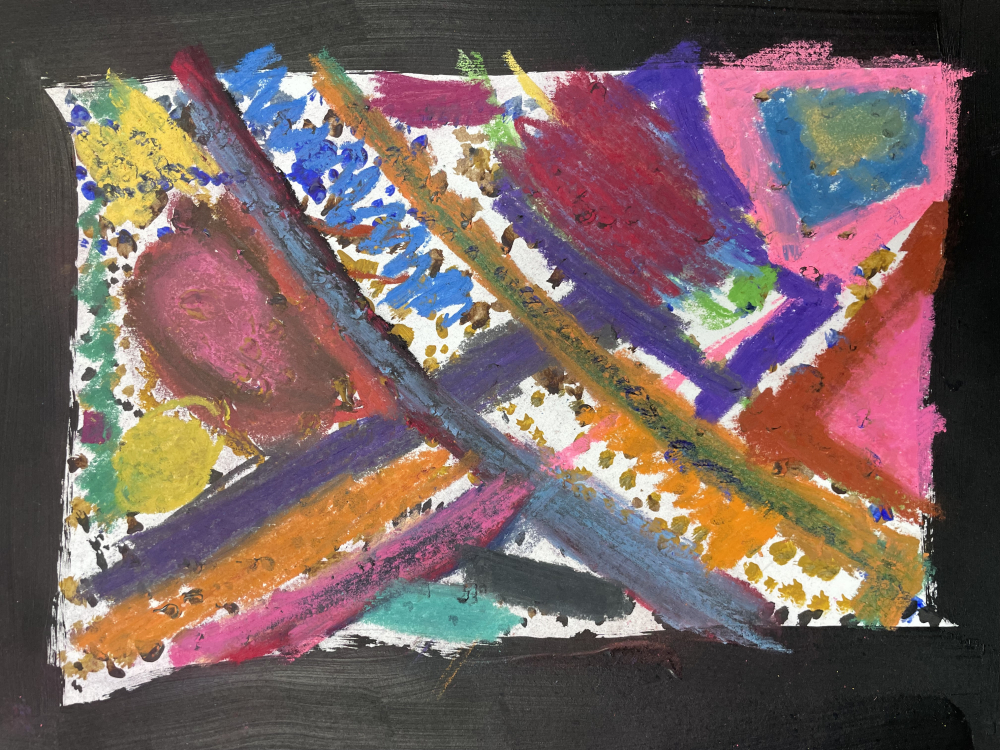 Close up of abstract colourful art