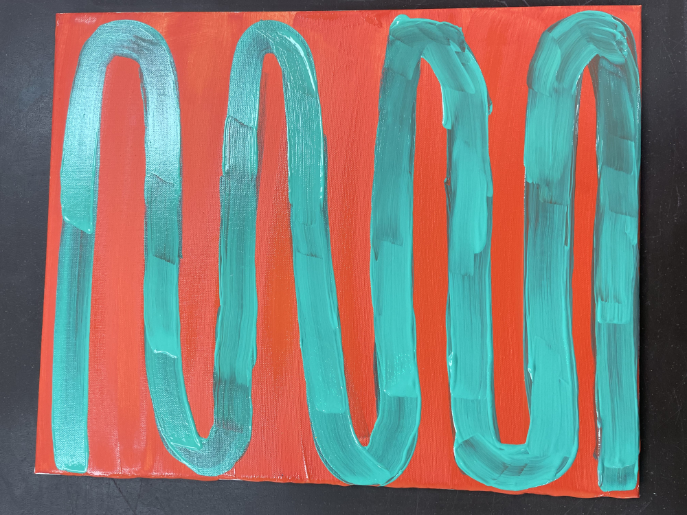 Close up of abstract colourful art