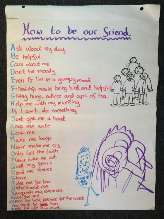 Creative writing on my new friend image