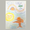 Hand drawn image of a goldfish playing a violin with decorative swirls. Also included are handwritten inspirational messages like "It's OK to make a mistake, to not to be OK", "Do what makes you happy", and  "I'm OK"