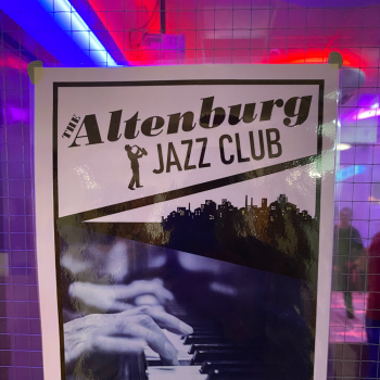 close up of a poster on a door, The Altenburg Jazz club